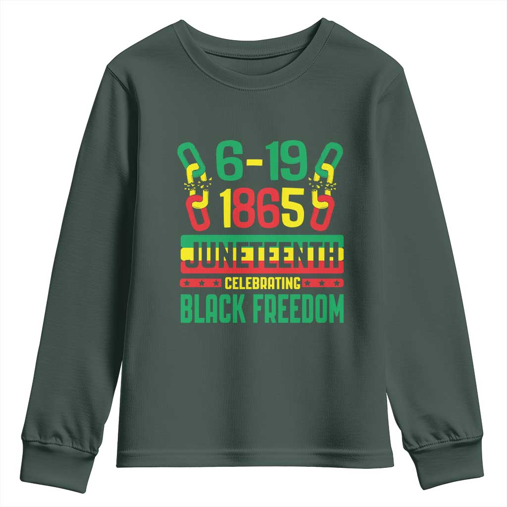 Juneteenth Youth Sweatshirt Celebrating Black Freedom 1865 TS09 Dark Forest Green Print Your Wear