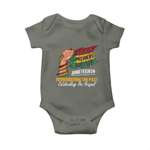 Black Pride Juneteenth Baby Onesie Believe Achieve Succeed Remembering The Past Celebrationg The Present TS09 Military Green Print Your Wear