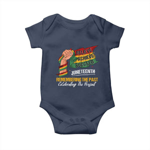 Black Pride Juneteenth Baby Onesie Believe Achieve Succeed Remembering The Past Celebrationg The Present TS09 Navy Print Your Wear