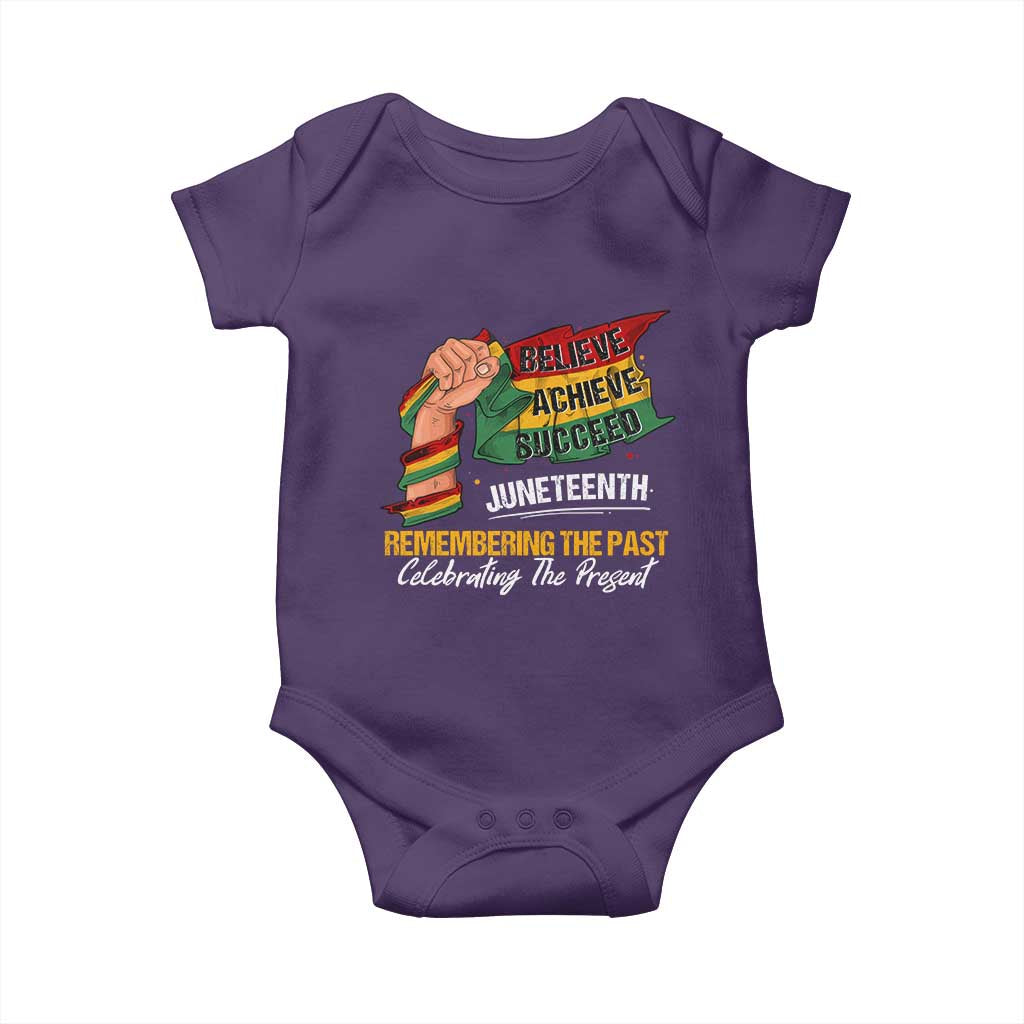 Black Pride Juneteenth Baby Onesie Believe Achieve Succeed Remembering The Past Celebrationg The Present TS09 Purple Print Your Wear
