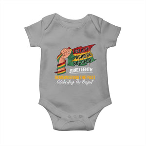 Black Pride Juneteenth Baby Onesie Believe Achieve Succeed Remembering The Past Celebrationg The Present TS09 Sport Gray Print Your Wear