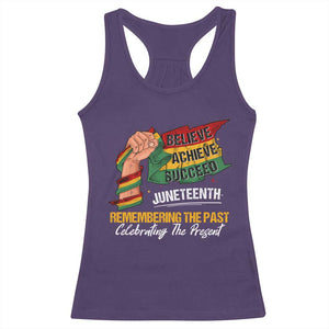 Black Pride Juneteenth Racerback Tank Top Believe Achieve Succeed Remembering The Past Celebrationg The Present TS09 Purple Print Your Wear