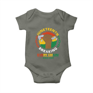 Black Freedom Juneteenth Baby Onesie Breaking Every Chain Since 1865 TS09 Military Green Print Your Wear