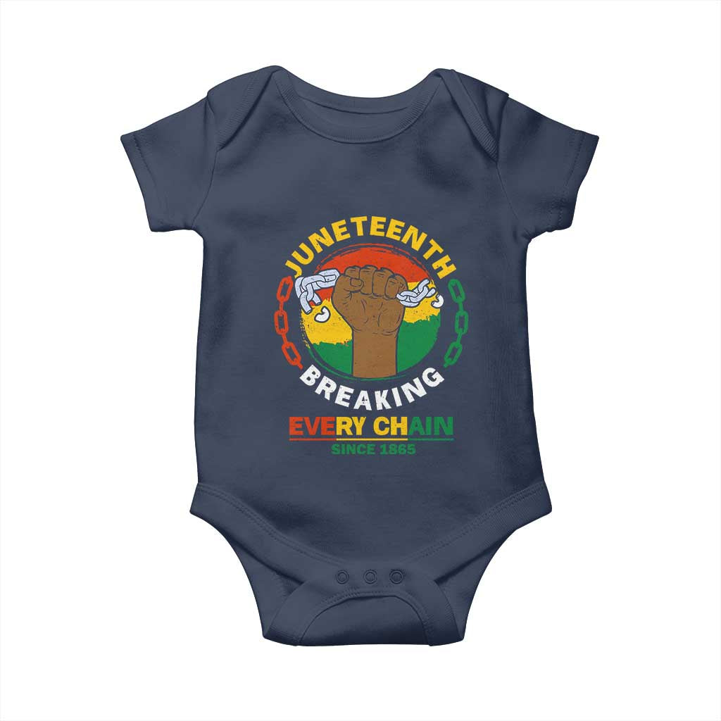 Black Freedom Juneteenth Baby Onesie Breaking Every Chain Since 1865 TS09 Navy Print Your Wear