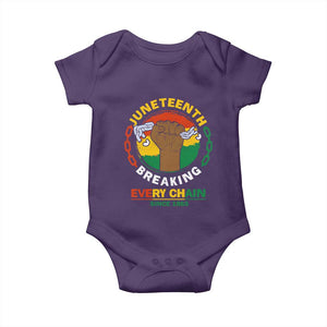 Black Freedom Juneteenth Baby Onesie Breaking Every Chain Since 1865 TS09 Purple Print Your Wear