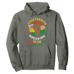 Juneteenth Hoodie Breaking Every Chain Since 1865 TS09 Military Green Print Your Wear