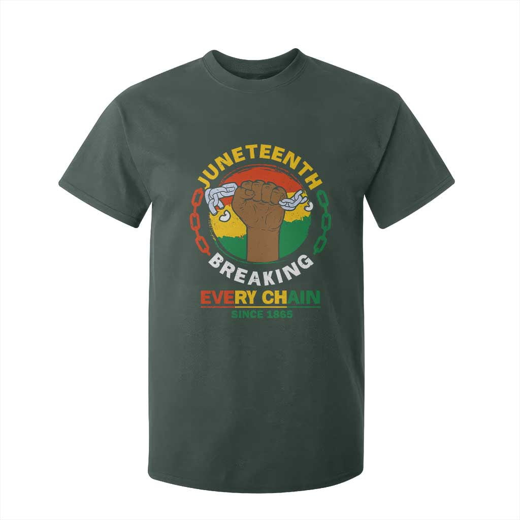 Black Freedom Juneteenth T Shirt For Kid Breaking Every Chain Since 1865 TS09 Dark Forest Green Print Your Wear