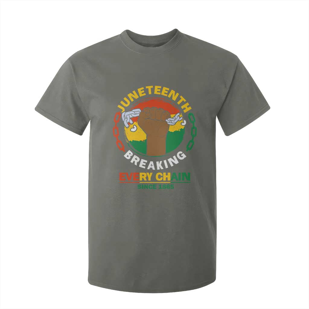 Black Freedom Juneteenth T Shirt For Kid Breaking Every Chain Since 1865 TS09 Military Green Print Your Wear