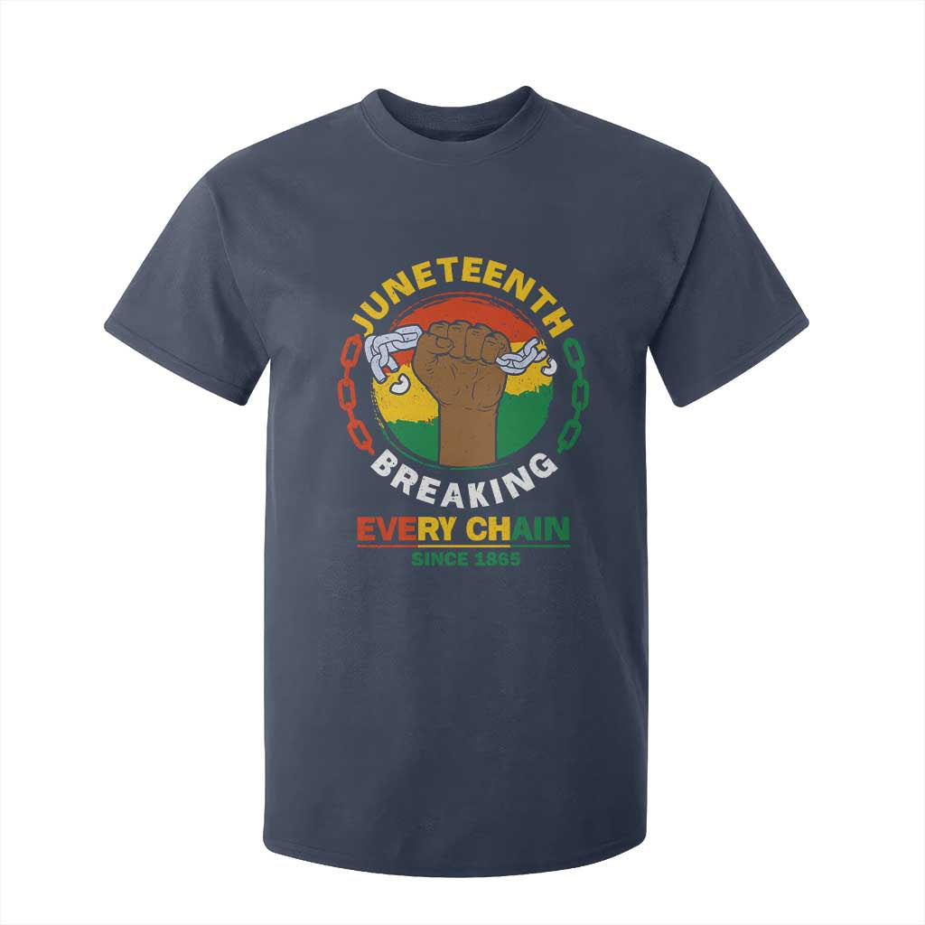 Black Freedom Juneteenth T Shirt For Kid Breaking Every Chain Since 1865 TS09 Navy Print Your Wear