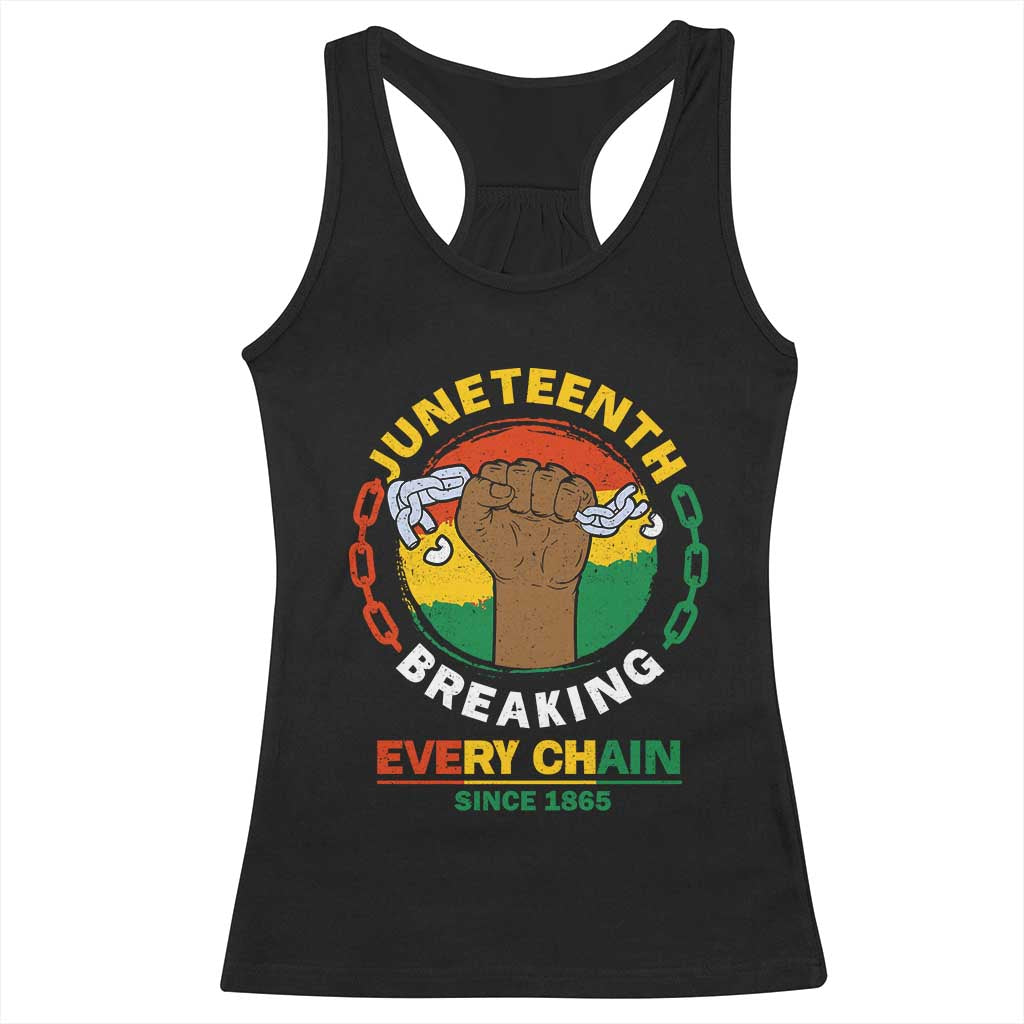 Black Freedom Juneteenth Racerback Tank Top Breaking Every Chain Since 1865 TS09 Black Print Your Wear
