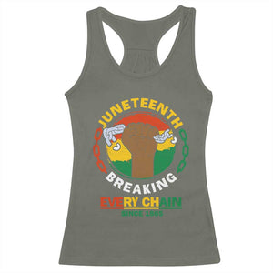 Black Freedom Juneteenth Racerback Tank Top Breaking Every Chain Since 1865 TS09 Military Green Print Your Wear