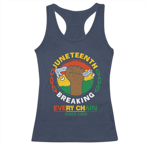 Black Freedom Juneteenth Racerback Tank Top Breaking Every Chain Since 1865 TS09 Navy Print Your Wear
