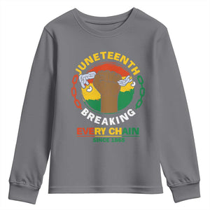 Black Freedom Juneteenth Youth Sweatshirt Breaking Every Chain Since 1865 TS09 Charcoal Print Your Wear