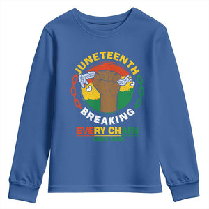 Black Freedom Juneteenth Youth Sweatshirt Breaking Every Chain Since 1865 TS09 Royal Blue Print Your Wear