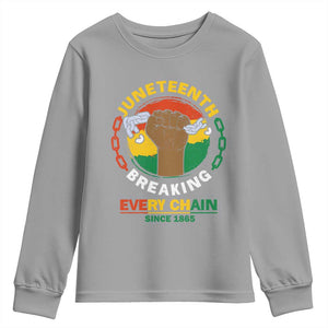 Black Freedom Juneteenth Youth Sweatshirt Breaking Every Chain Since 1865 TS09 Sport Gray Print Your Wear