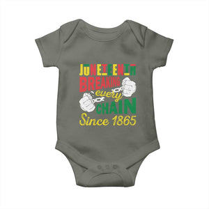 Black Pride Juneteenth Baby Onesie Breaking Every Chain Since 1865 TS09 Military Green Print Your Wear