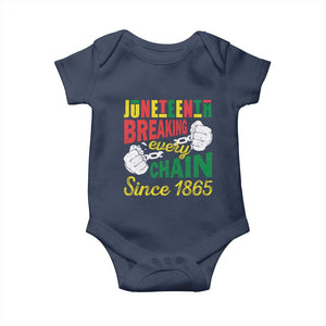 Black Pride Juneteenth Baby Onesie Breaking Every Chain Since 1865 TS09 Navy Print Your Wear