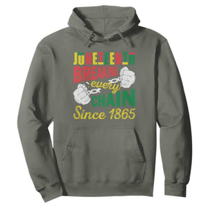 Juneteenth Hoodie Breaking Every Chain Since 1866 TS09 Military Green Print Your Wear