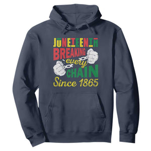 Juneteenth Hoodie Breaking Every Chain Since 1866 TS09 Navy Print Your Wear