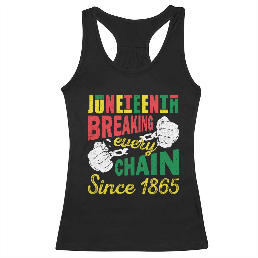 Black Pride Juneteenth Racerback Tank Top Breaking Every Chain Since 1865 TS09 Black Print Your Wear