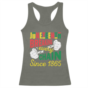 Black Pride Juneteenth Racerback Tank Top Breaking Every Chain Since 1865 TS09 Military Green Print Your Wear