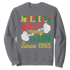 Juneteenth Sweatshirt Breaking Every Chain Since 1866 TS09 Charcoal Print Your Wear