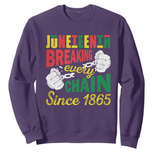 Juneteenth Sweatshirt Breaking Every Chain Since 1866 TS09 Purple Print Your Wear