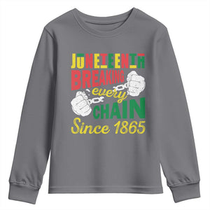 Black Pride Juneteenth Youth Sweatshirt Breaking Every Chain Since 1865 TS09 Charcoal Print Your Wear