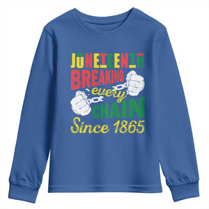 Black Pride Juneteenth Youth Sweatshirt Breaking Every Chain Since 1865 TS09 Royal Blue Print Your Wear
