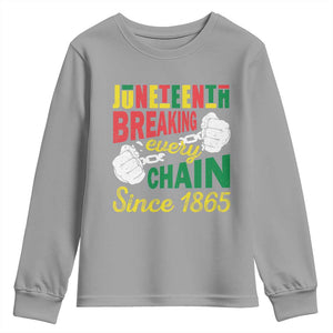 Black Pride Juneteenth Youth Sweatshirt Breaking Every Chain Since 1865 TS09 Sport Gray Print Your Wear