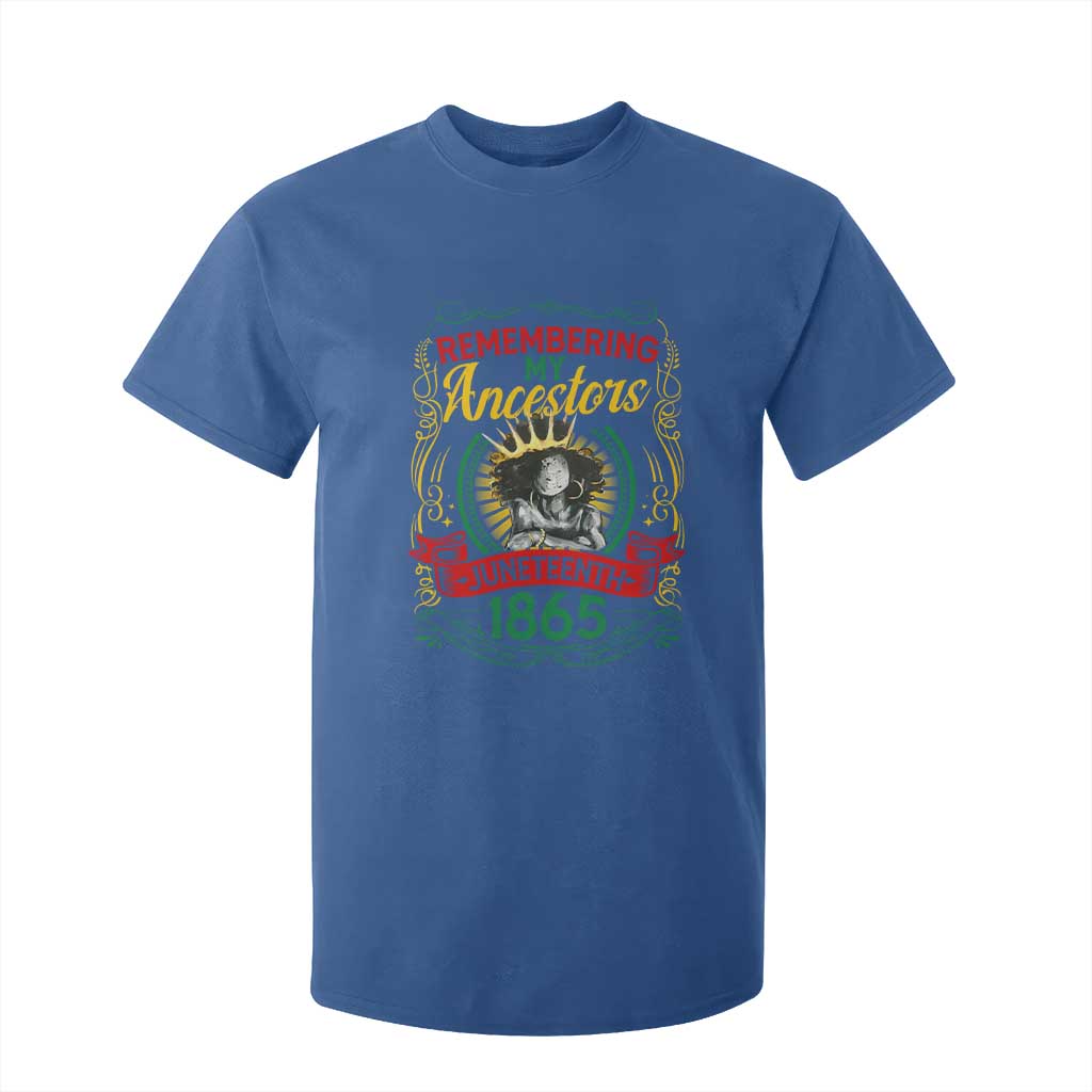 Black Women Pride Juneteenth T Shirt For Kid Remembering My Ancestors Melanin TS09 Royal Blue Print Your Wear