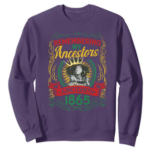 Juneteenth Sweatshirt Remembering My Ancestors Melanin Black Women TS09 Purple Print Your Wear