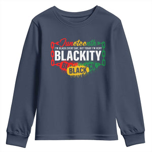Black Pride Juneteenth Youth Sweatshirt I'm Black Everyday But Today I'm Blackity Pride TS09 Navy Print Your Wear