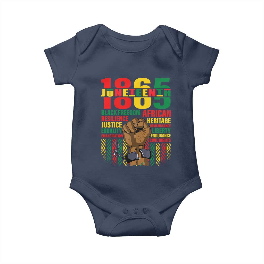 Juneteenth 1865 Baby Onesie Black Freedom African Resilience Remembrance TS09 Navy Print Your Wear