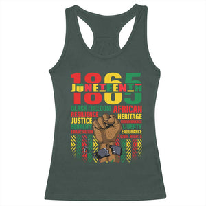 Juneteenth 1865 Racerback Tank Top Black Freedom African Resilience Remembrance TS09 Dark Forest Green Print Your Wear