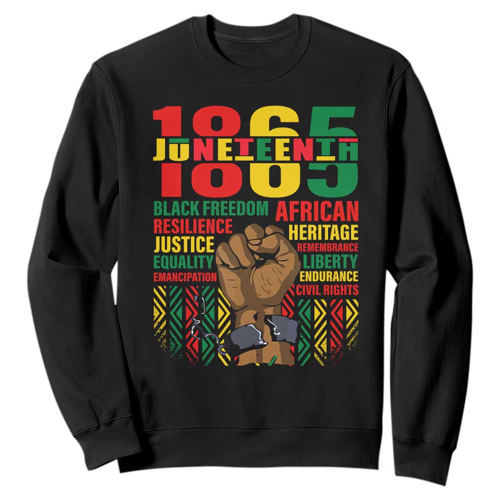 Juneteenth Sweatshirt 1865 Black Freedom African Resilience Remembrance TS09 Black Print Your Wear