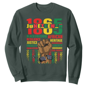 Juneteenth Sweatshirt 1865 Black Freedom African Resilience Remembrance TS09 Dark Forest Green Print Your Wear
