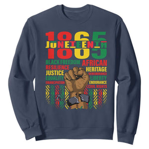 Juneteenth Sweatshirt 1865 Black Freedom African Resilience Remembrance TS09 Navy Print Your Wear