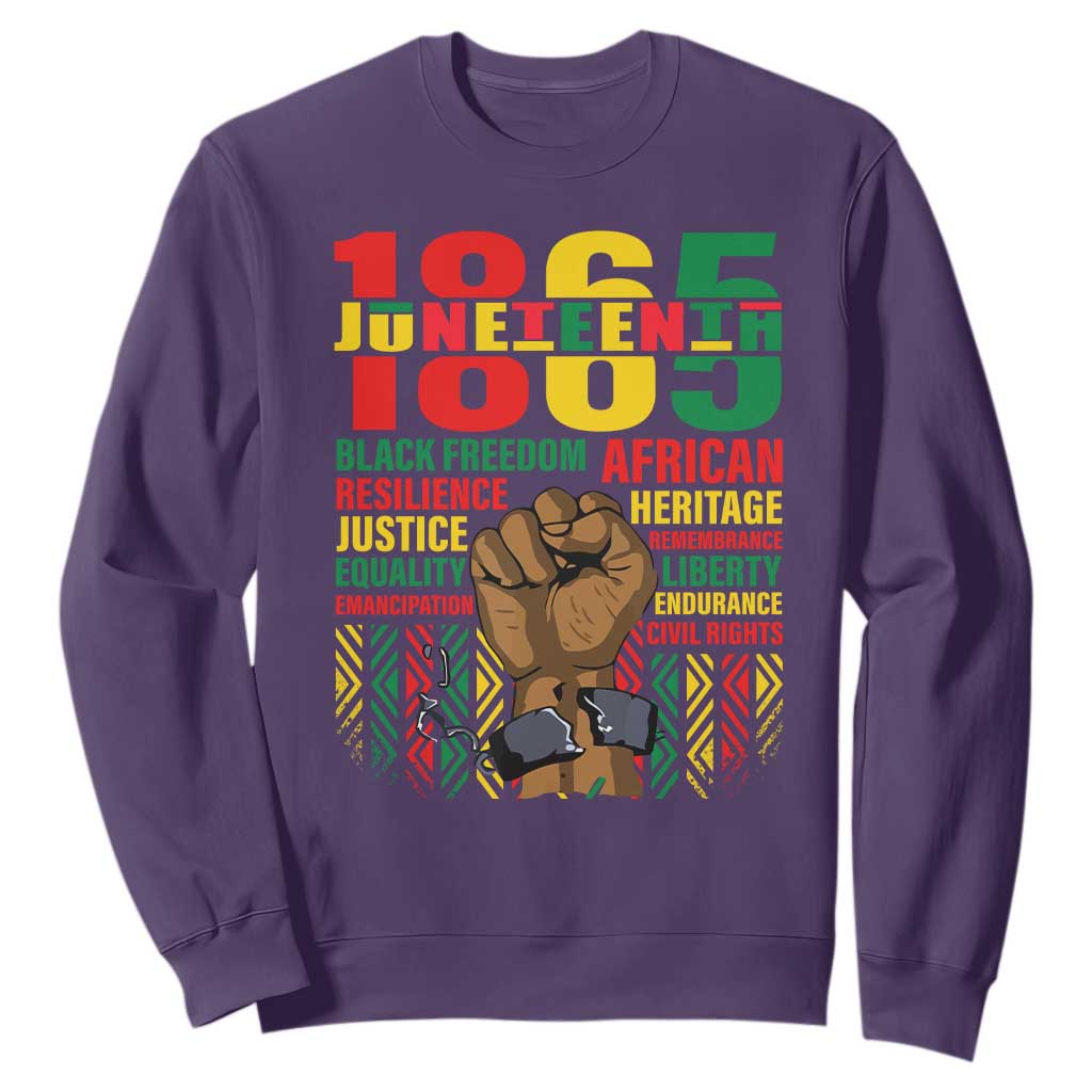 Juneteenth Sweatshirt 1865 Black Freedom African Resilience Remembrance TS09 Purple Print Your Wear