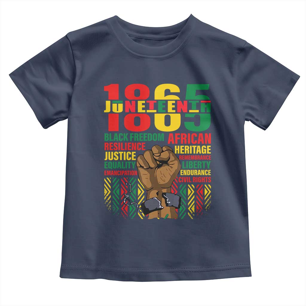 Juneteenth 1865 Toddler T Shirt Black Freedom African Resilience Remembrance TS09 Navy Print Your Wear