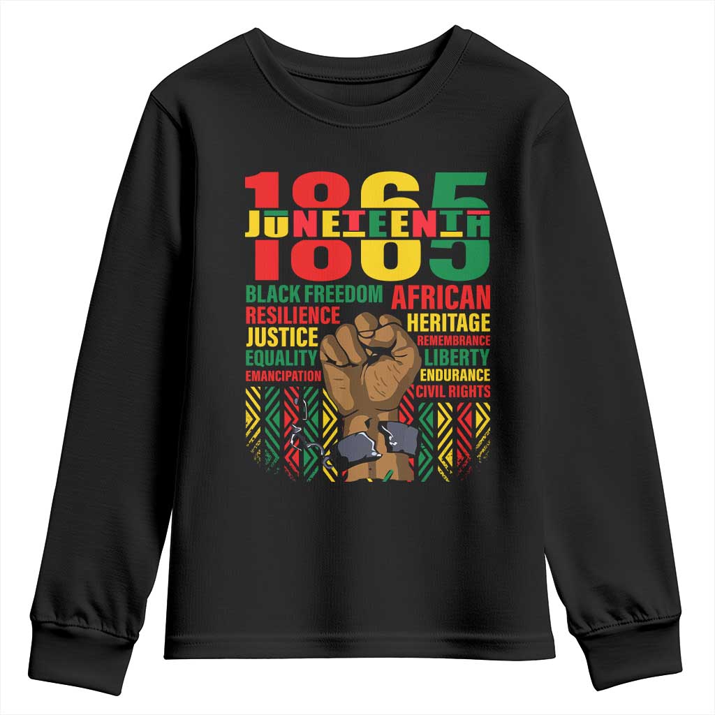 Juneteenth 1865 Youth Sweatshirt Black Freedom African Resilience Remembrance TS09 Black Print Your Wear