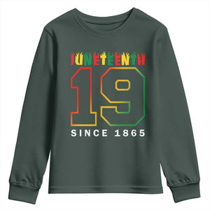 Melanin Black Freedom Juneteenth 1865 Youth Sweatshirt TS09 Dark Forest Green Print Your Wear