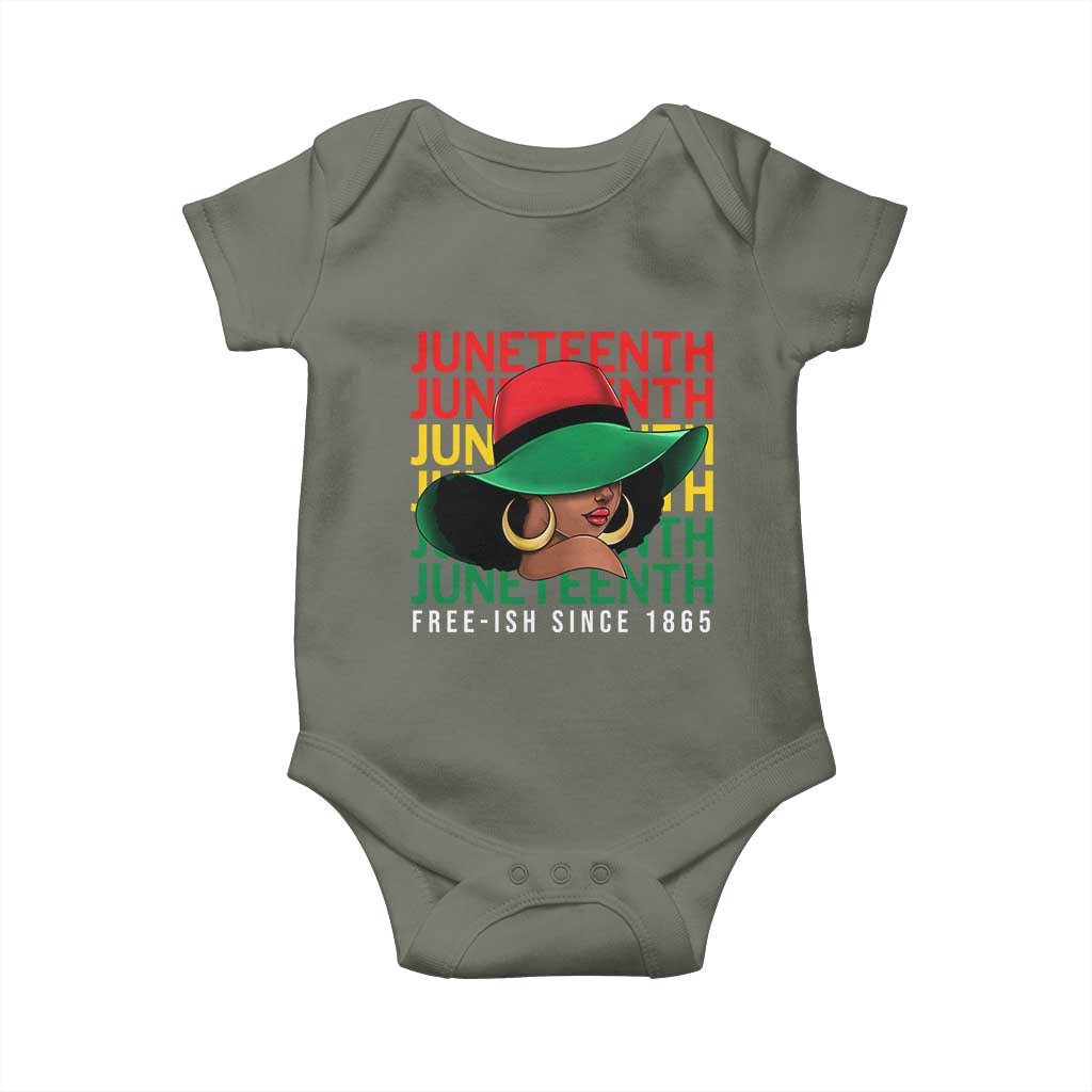 Juneteenth Baby Onesie Freeish Since 1865 Black Women Pride Melanin TS09 Military Green Print Your Wear