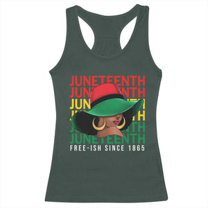Juneteenth Racerback Tank Top Freeish Since 1865 Black Women Pride Melanin TS09 Dark Forest Green Print Your Wear