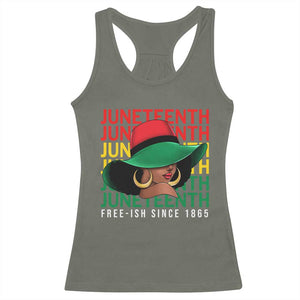 Juneteenth Racerback Tank Top Freeish Since 1865 Black Women Pride Melanin TS09 Military Green Print Your Wear