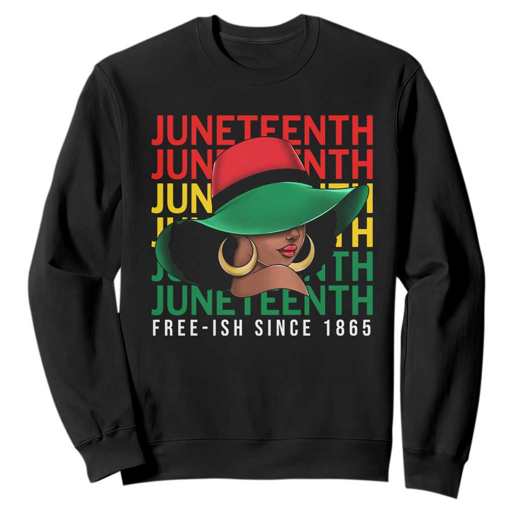 Juneteenth Sweatshirt Freeish Since 1865 Melanin Black Women TS09 Black Print Your Wear
