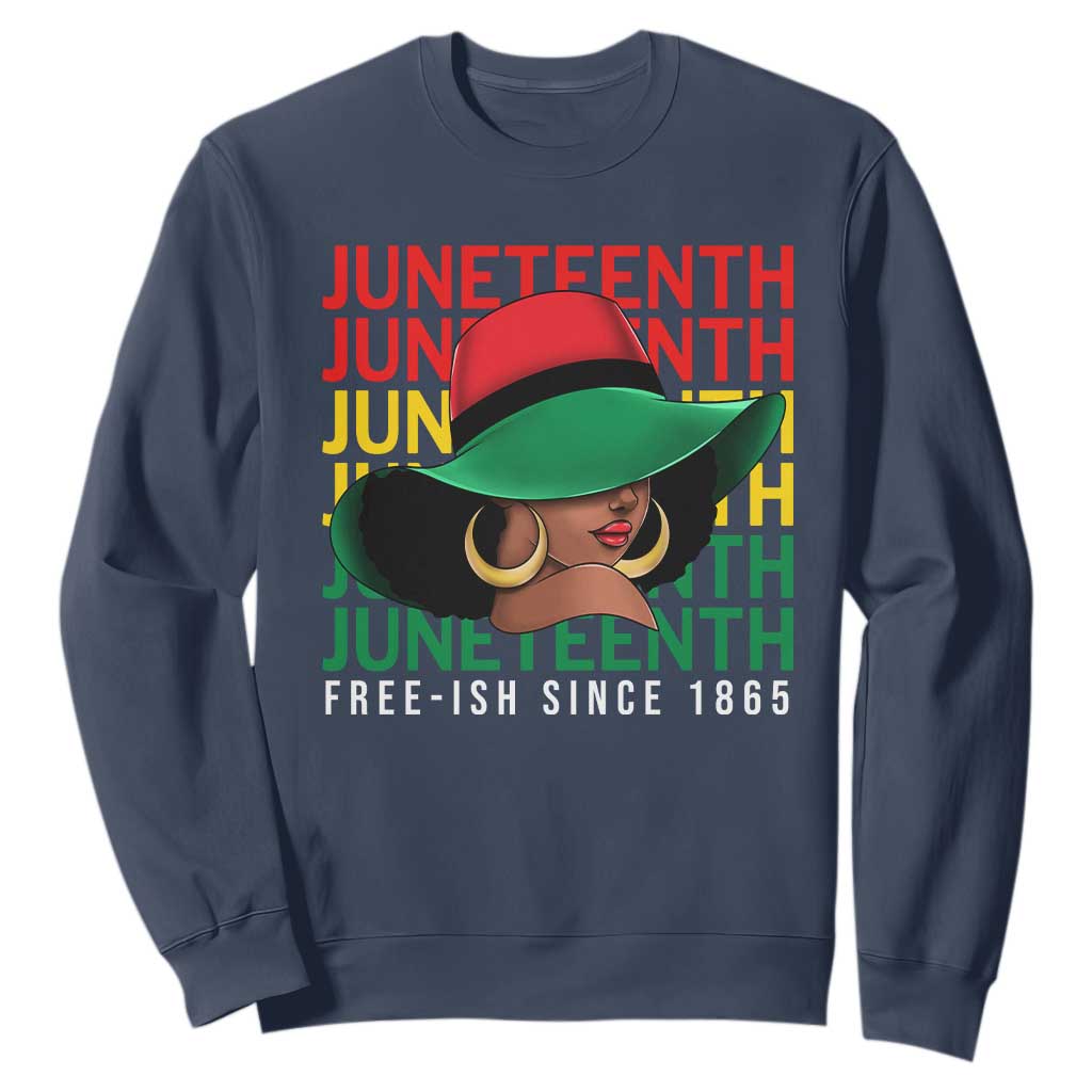Juneteenth Sweatshirt Freeish Since 1865 Melanin Black Women TS09 Navy Print Your Wear