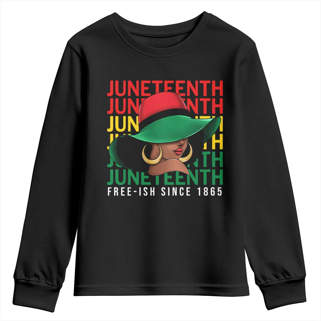 Juneteenth Youth Sweatshirt Freeish Since 1865 Black Women Pride Melanin TS09 Black Print Your Wear