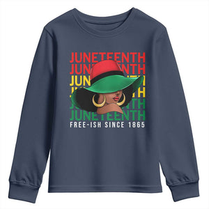 Juneteenth Youth Sweatshirt Freeish Since 1865 Black Women Pride Melanin TS09 Navy Print Your Wear