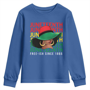 Juneteenth Youth Sweatshirt Freeish Since 1865 Black Women Pride Melanin TS09 Royal Blue Print Your Wear